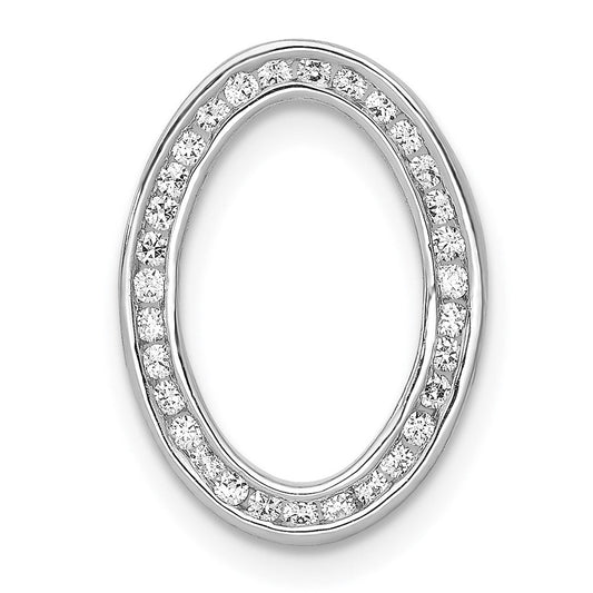 Solid 14k White Gold 1/4ct. Simulated CZ Channel Set Oval Chain Slide