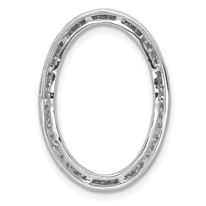 Solid 14k White Gold 1/2ct. Simulated CZ Channel Set Oval Chain Slide