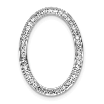 Solid 14k White Gold 1/2ct. Simulated CZ Channel Set Oval Chain Slide