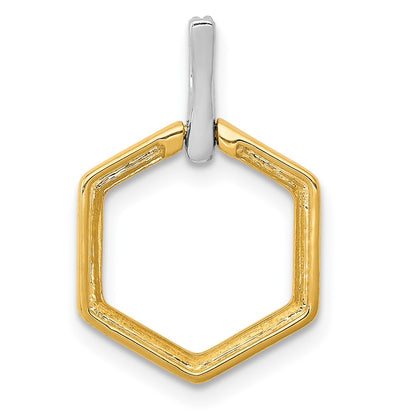 14K Two Tone 1/20Ct. Diamond Fancy Hexagon Pendant