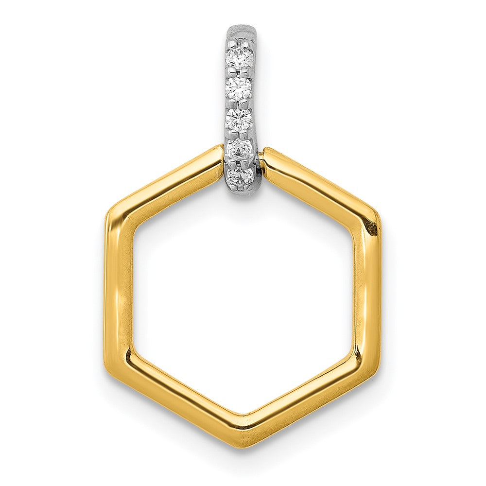 14K Two Tone 1/20Ct. Diamond Fancy Hexagon Pendant