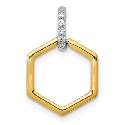 14K Two Tone 1/20Ct. Diamond Fancy Hexagon Pendant