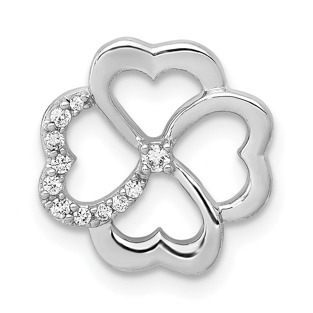 14K White Gold 1/15Ct. Diamond Four Leaf Clover Chain Slide