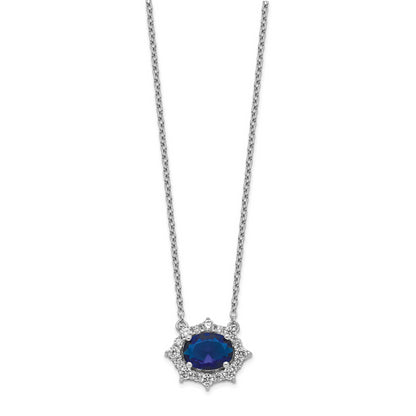 14k White Gold 3/8 Ct. Lab Grown Diamond VS/SI+ G+ and Created Sapphire 18 inch Necklace