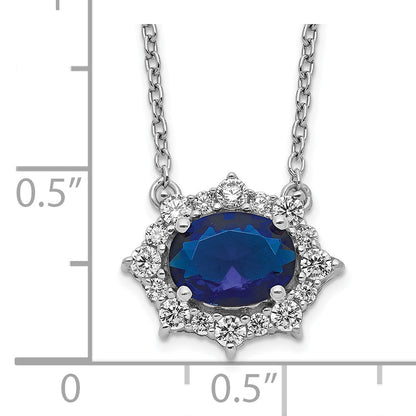 14k White Gold 3/8 Ct. Lab Grown Diamond VS/SI+ G+ and Created Sapphire 18 inch Necklace