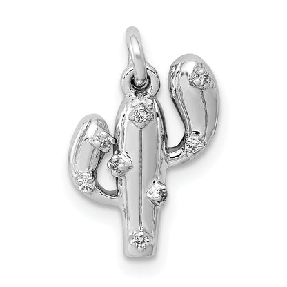 14K White Gold .03Ct. Diamond Cactus Pendant