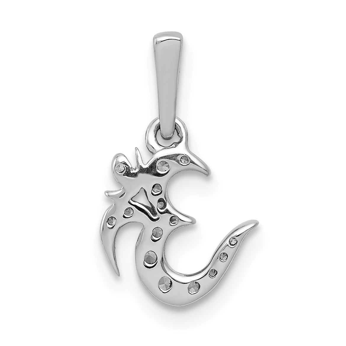 14K White Gold 1/10Ct. Diamond Om Symbol Pendant