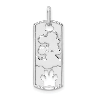 14k White Gold 14k White Gold Polished Live Love Adopt Paw Dag Tag Pendant