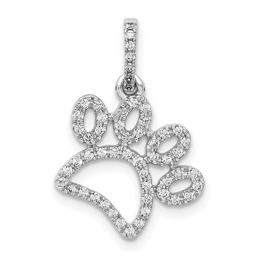 14k White Gold 1/4 Ct. Lab Grown Diamond VS/SI+ G+ Paw Print Pendant