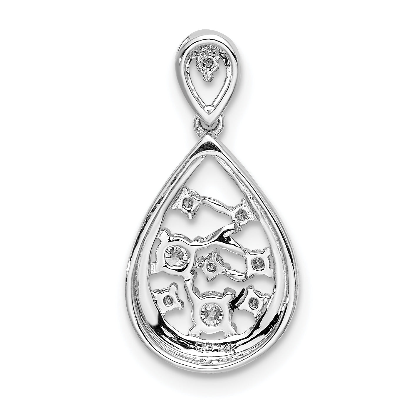 14k White Gold 1/5 Ct. Lab Grown Diamond VS/SI+ G+ Cluster Double Teardrop Pendant