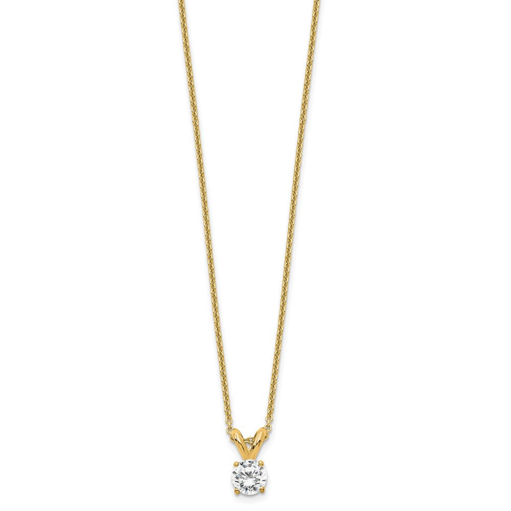 14K Yellow Gold 1/4 Carat Lab Grown Diamond Vs+ F+ Round Complete Four Prong 18 Inch Solitaire Pendant Necklace