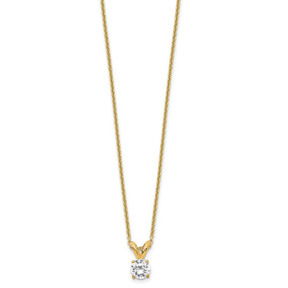 14K Yellow Gold 1/4 Carat Lab Grown Diamond Vs+ F+ Round Complete Four Prong 18 Inch Solitaire Pendant Necklace