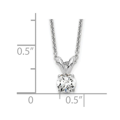 14K White Gold 1/4 Carat Certified Lab Grown Diamond Vs+ F+ Round Complete Four Prong 18 Inch Solitaire Pendant Necklace