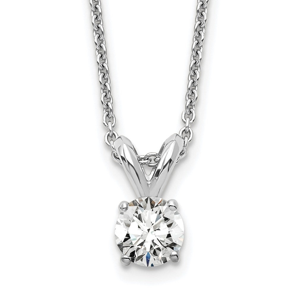 14K White Gold 1/4 Carat Certified Lab Grown Diamond Vs+ F+ Round Complete Four Prong 18 Inch Solitaire Pendant Necklace