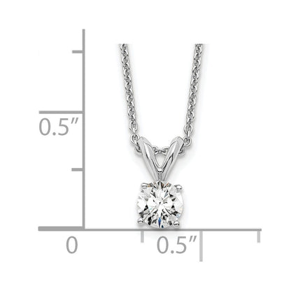 14K White Gold 1/3 Carat Certified Lab Grown Diamond Vs+ F+ Round Complete Four Prong 18 Inch Solitaire Pendant Necklace
