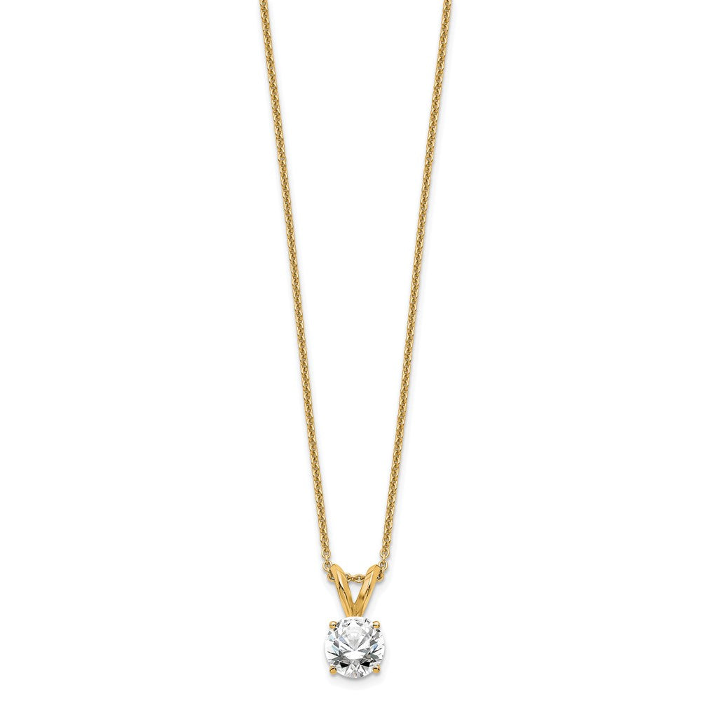 14k Yellow Gold 1/2 Ct. Lab Grown Diamond VS/SI+ G+ Round Complete Four Prong 18 inch Solitaire Pendant Necklace