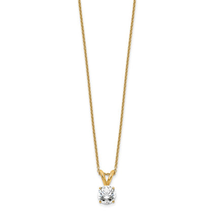 14K Yellow Gold 1/2 Carat Lab Grown Diamond Vs+ F+ Round Complete Four Prong 18 Inch Solitaire Pendant Necklace