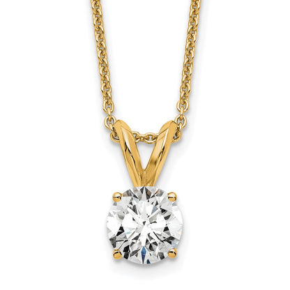 14k Yellow Gold 1/2 Ct. Lab Grown Diamond VS/SI+ G+ Round Complete Four Prong 18 inch Solitaire Pendant Necklace