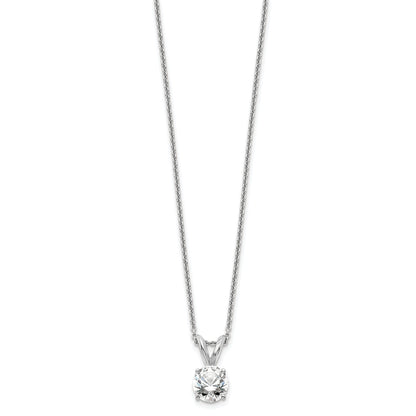 14K White Gold 1/2 Carat Certified Lab Grown Diamond Vs+ F+ Round Complete Four Prong 18 Inch Solitaire Pendant Necklace