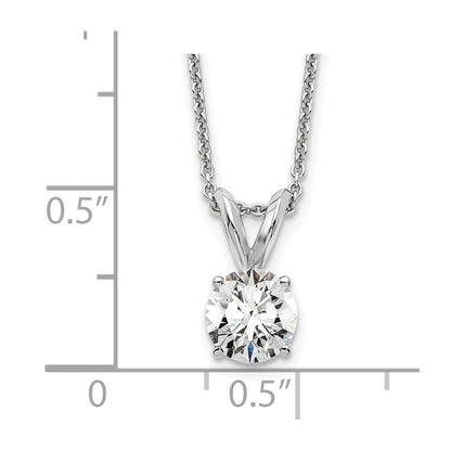 14K White Gold 1/2 Carat Lab Grown Diamond Vs+ F+ Round Complete Four Prong 18 Inch Solitaire Pendant Necklace