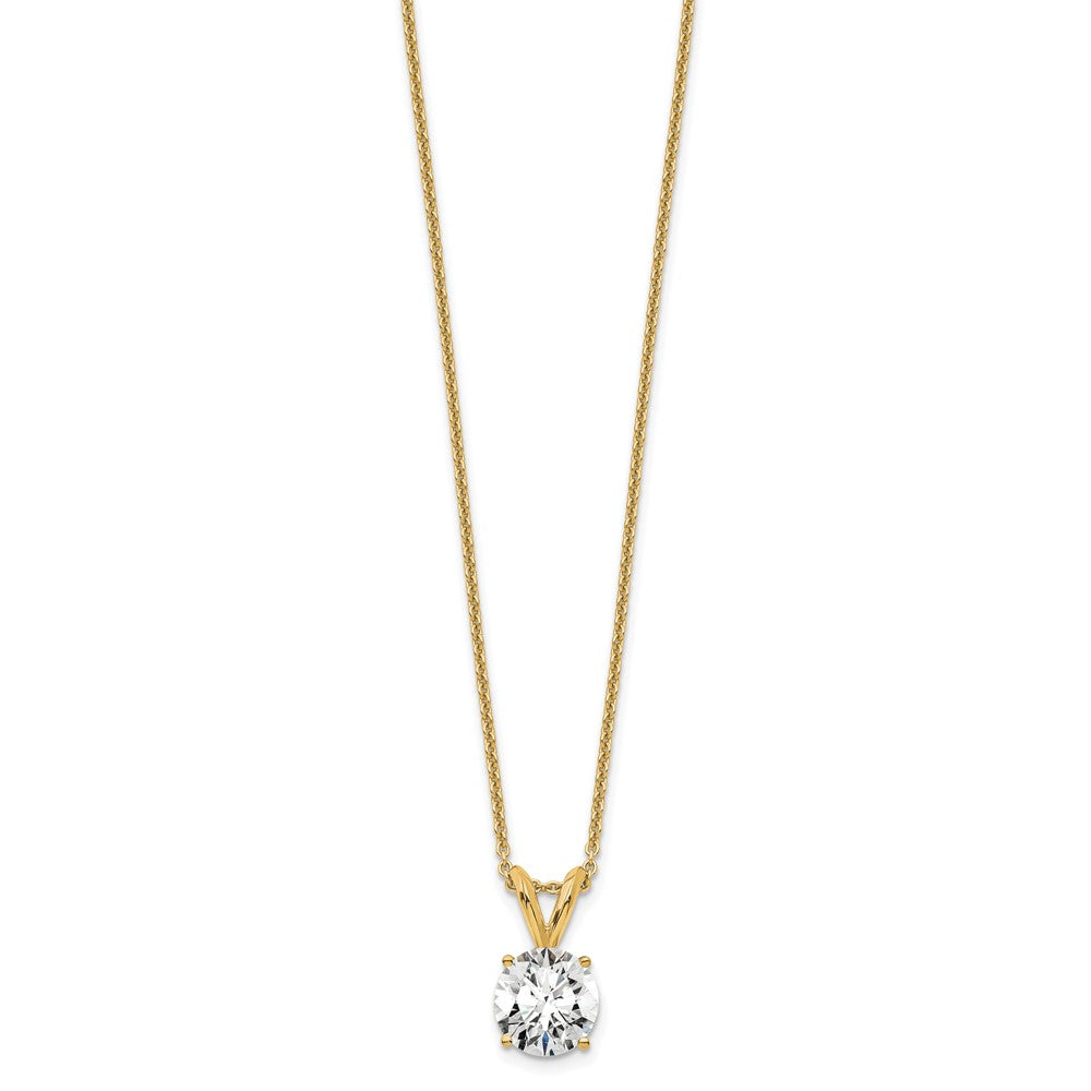 14k Yellow Gold 3/4 Ct. Lab Grown Diamond VS+ F+ Round Complete Four Prong 18 inch Solitaire Pendant Necklace