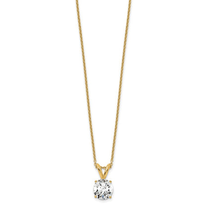 14k Yellow Gold 3/4 Ct. Lab Grown Diamond VS+ F+ Round Complete Four Prong 18 inch Solitaire Pendant Necklace