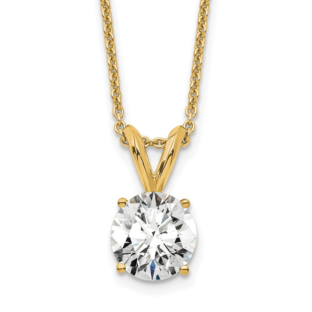 14k Yellow Gold 3/4 Ct. Lab Grown Diamond VS+ F+ Round Complete Four Prong 18 inch Solitaire Pendant Necklace
