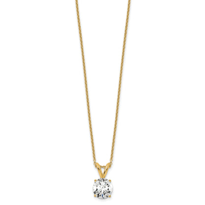 14K Yellow Gold 3/4 Carat Lab Grown Diamond Vs/Si+ G+ Round Complete Four Prong 18 Inch Solitaire Pendant Necklace