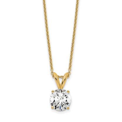 14K Yellow Gold 3/4 Carat Lab Grown Diamond Vs/Si+ G+ Round Complete Four Prong 18 Inch Solitaire Pendant Necklace
