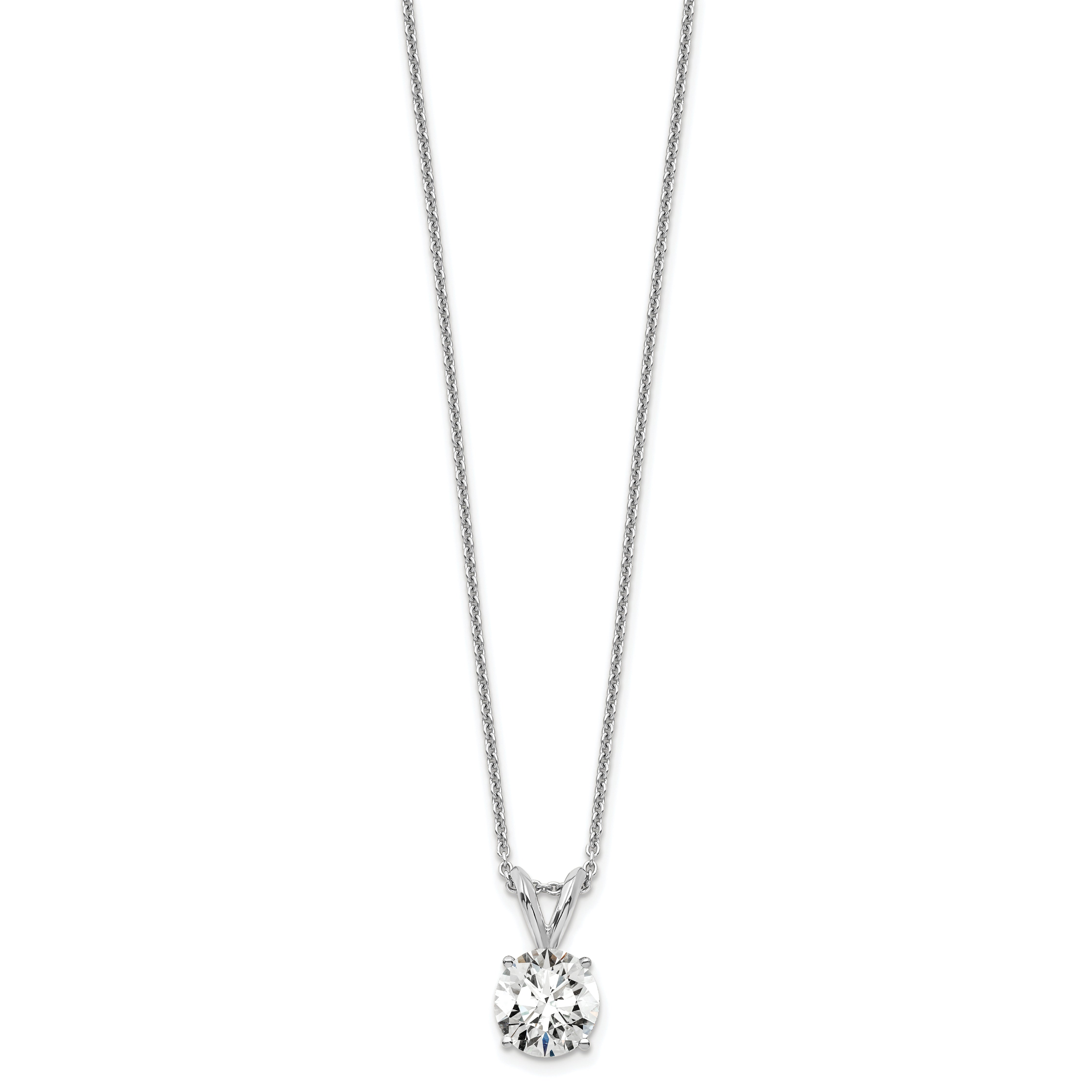 14K White Gold 3/4 Carat Certified Lab Grown Diamond Vs+ F+ Round Complete Four Prong 18 Inch Solitaire Pendant Necklace
