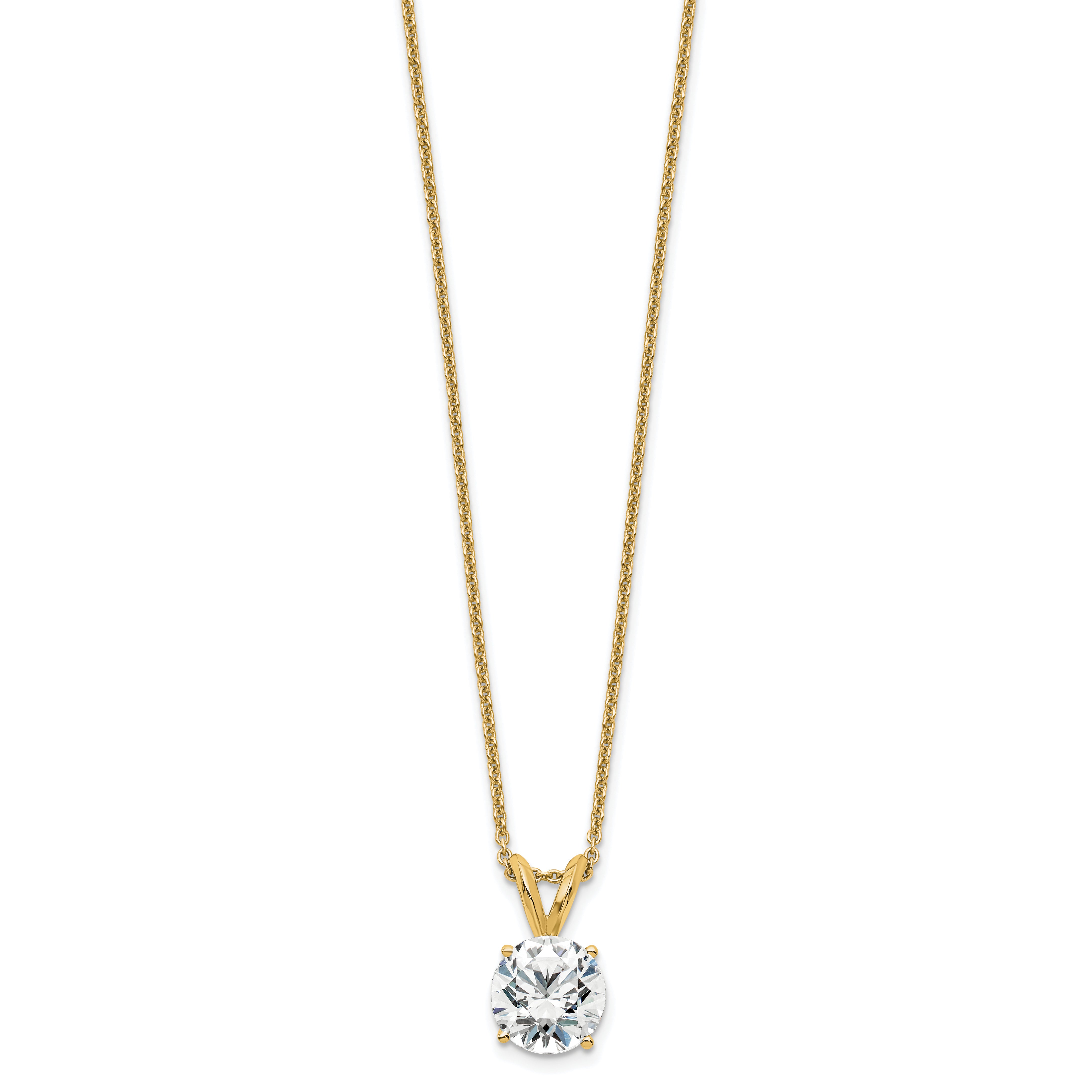 14k Yellow Gold 1 Ct. Certified Lab Grown Diamond VS/SI+ G+ Round Four Prong 18 inch Solitaire Pendant Necklace