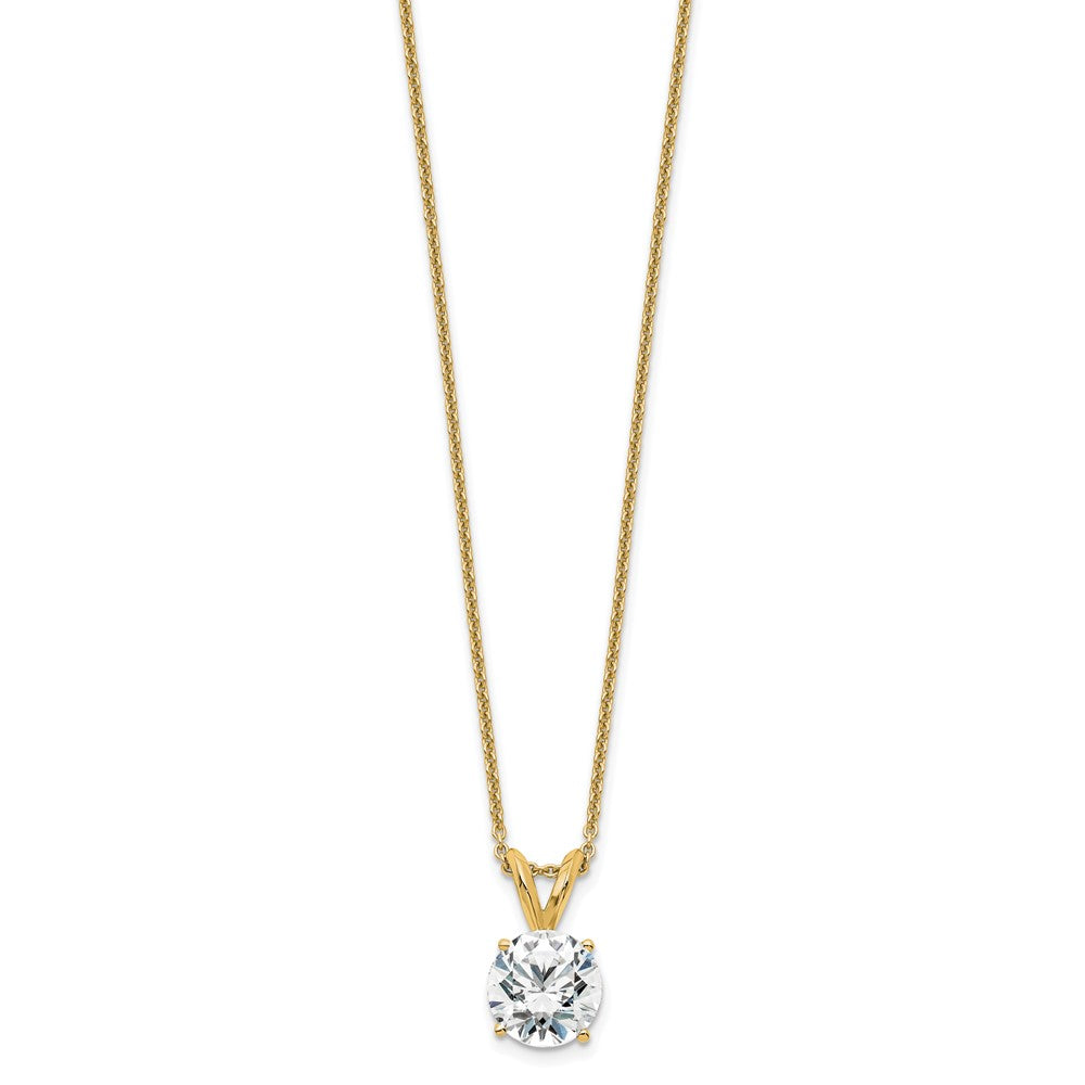 14k Yellow Gold 1 Ct. Lab Grown Diamond VS+ F+ Round Four Prong 18 inch Solitaire Pendant Necklace