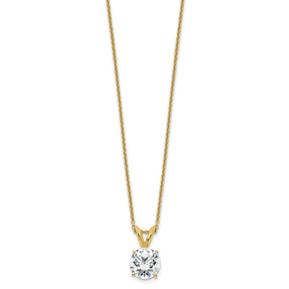 14k Yellow Gold 1 Ct. Lab Grown Diamond VS+ F+ Round Four Prong 18 inch Solitaire Pendant Necklace