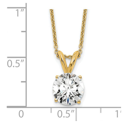 14k Yellow Gold 1 Ct. Lab Grown Diamond VS+ F+ Round Four Prong 18 inch Solitaire Pendant Necklace