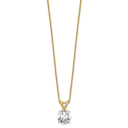 14K Yellow Gold 1 Carat Certified Lab Grown Diamond Vs+ F+ Round Complete Four Prong 18 Inch Solitaire Pendant Necklace