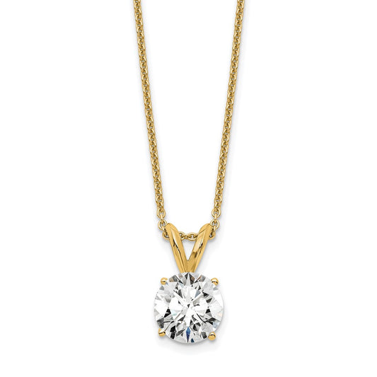 14K Yellow Gold 1 Carat Certified Lab Grown Diamond Vs+ F+ Round Complete Four Prong 18 Inch Solitaire Pendant Necklace