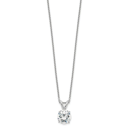 14k White Gold 1 Ct. Lab Grown Diamond VS+ F+ Round Four Prong 18 inch Solitaire Pendant Necklace