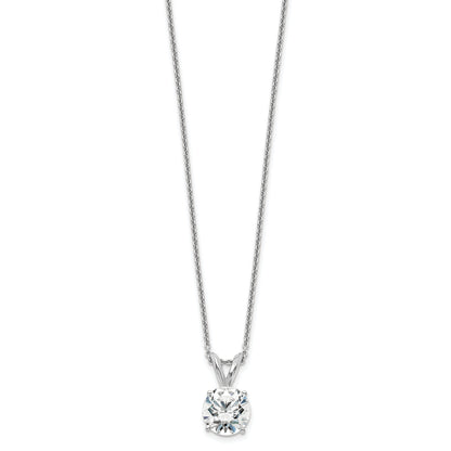 14K White Gold 1 Carat Certified Lab Grown Diamond Vs+ F+ Round Complete Four Prong 18 Inch Solitaire Pendant Necklace