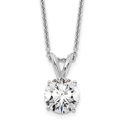 14k White Gold 1 Ct. Lab Grown Diamond VS+ F+ Round Four Prong 18 inch Solitaire Pendant Necklace