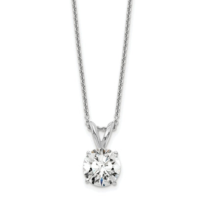 14K White Gold 1 Carat Lab Grown Diamond Vs/Si+ G+ Round Complete Four Prong 18 Inch Solitaire Pendant Necklace