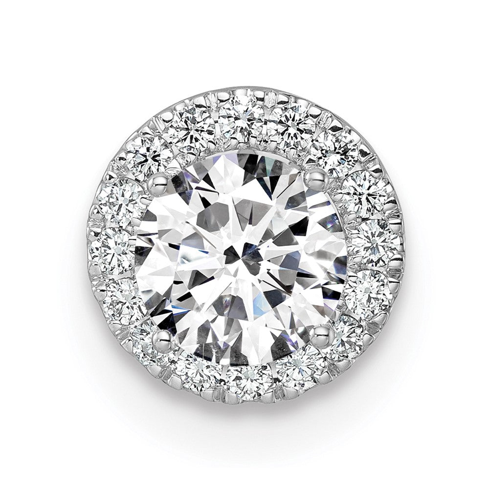 14k White Gold 2 1/2 Ct. Lab Grown Diamond VS/SI+ G+ Round Complete Halo Chain Slide Pendant
