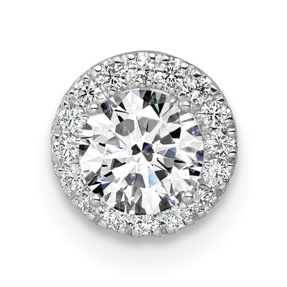 14k White Gold 2 1/2 Ct. Lab Grown Diamond VS/SI+ G+ Round Halo Chain Slide Pendant
