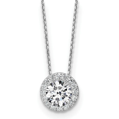 14k White Gold 2 1/2 Ct. Certified Lab Grown Diamond VS/SI+ G+ Complete 18 inch Halo Pendant Necklace