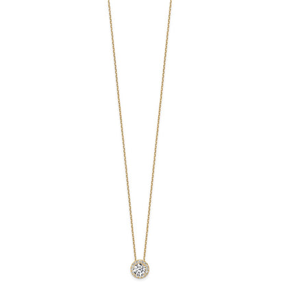 14k Yellow Gold 2 1/2 Ct. Certified Lab Grown Diamond VS/SI+ G+ Complete 18 inch Halo Pendant Necklace