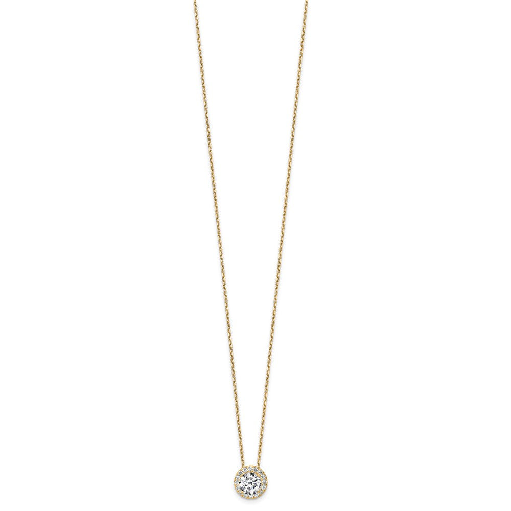 14k Yellow Gold 2 1/2 Ct. Certified Lab Grown Diamond VS/SI+ G+ 18 inch Halo Pendant Necklace