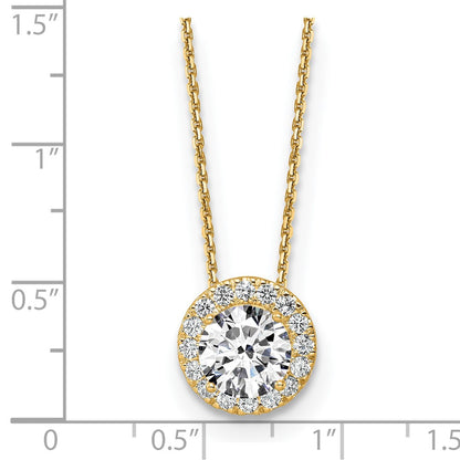 14k Yellow Gold 2 1/2 Ct. Certified Lab Grown Diamond VS/SI+ G+ 18 inch Halo Pendant Necklace