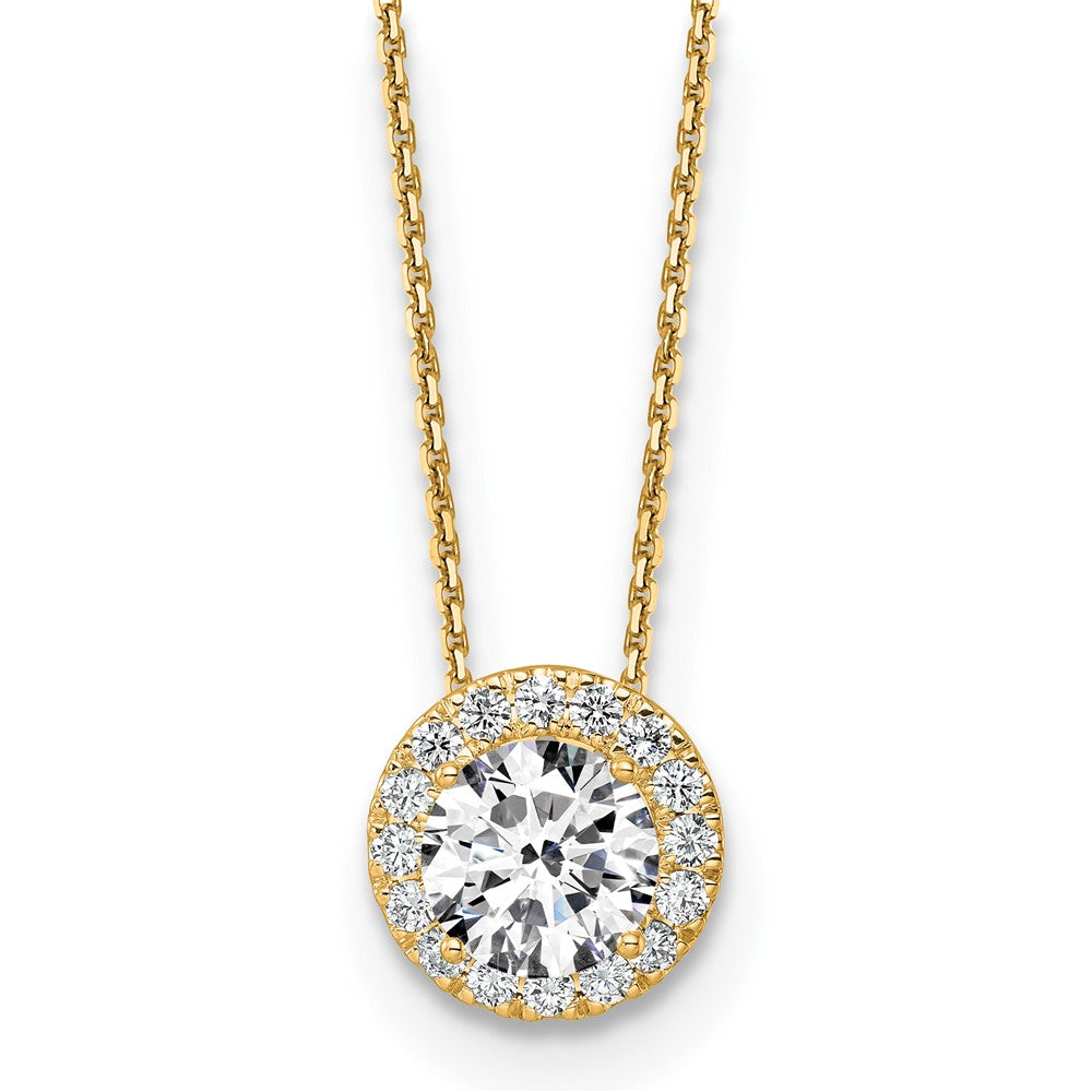 14k Yellow Gold 2 1/2 Ct. Certified Lab Grown Diamond VS/SI+ G+ 18 inch Halo Pendant Necklace