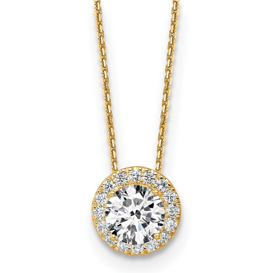 14k Yellow Gold 2 1/2 Ct. Certified Lab Grown Diamond VS/SI+ G+ 18 inch Halo Pendant Necklace