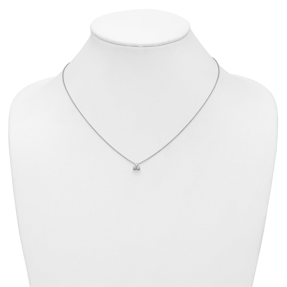 14K White Gold True Origin 1/4 Carat Lab Grown Diamond Vs D E F Three Stone 18 Inch Necklace