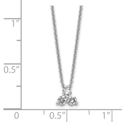 14K White Gold True Origin 1/4 Carat Lab Grown Diamond Vs D E F Three Stone 18 Inch Necklace